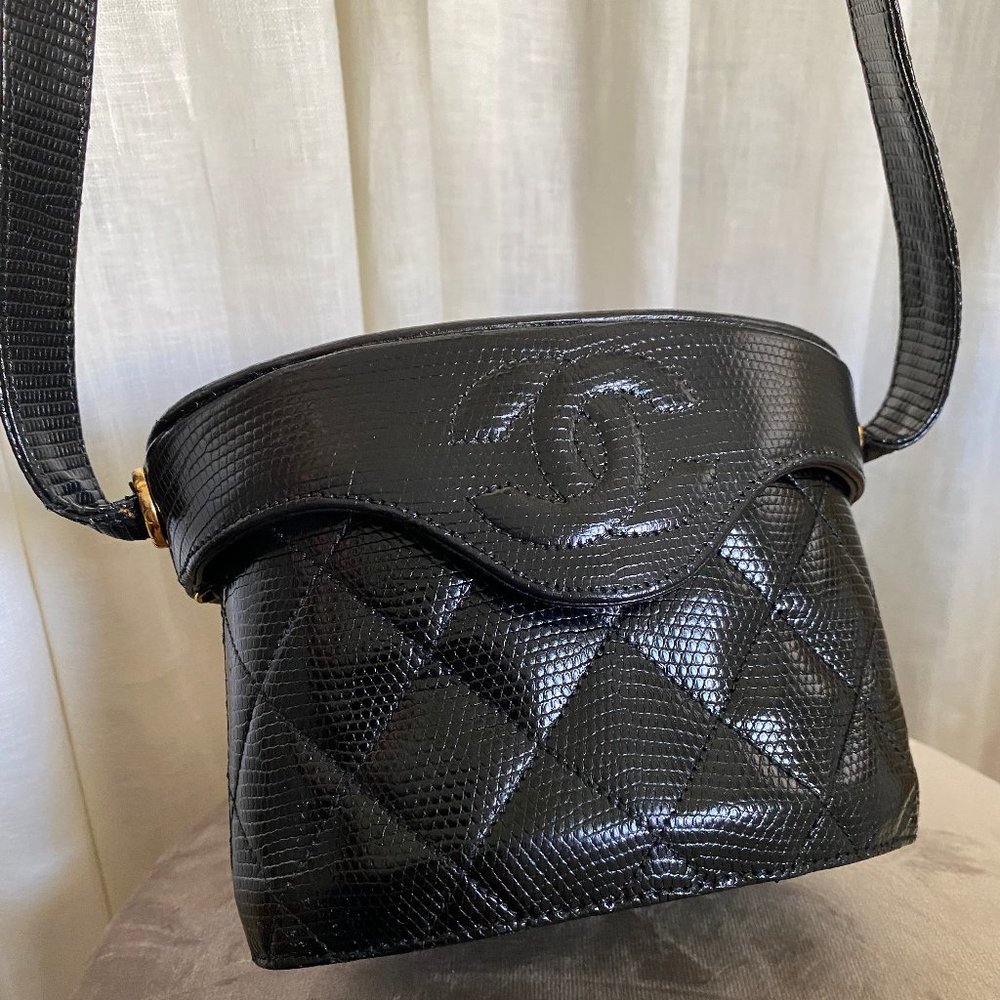 Chanel 1990's Rare Vintage Lizard Mini Vanity Bag